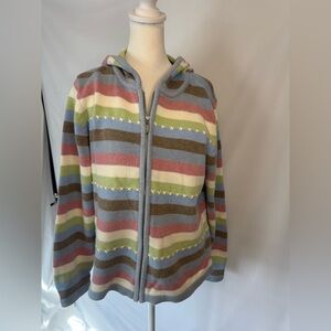 Crazy Horse Spring Shades Striped Knit Sweater,Hooded Zip Up, Cute Detail